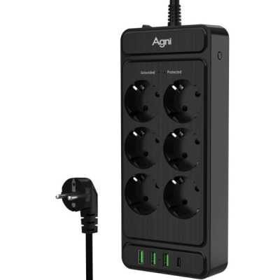 сетевой фильтр AGNI TP-FS4U6E-C-2m-black