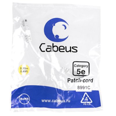 Cabeus PC-UTP-RJ45-Cat.5e-0.15m-WH-LSZH