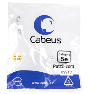 Cabeus PC-UTP-RJ45-CAT.5E-0.15M-WH