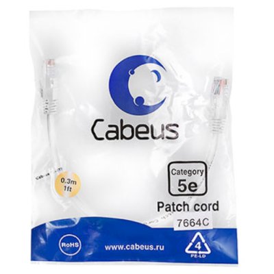 Cabeus PC-UTP-RJ45-CAT.5E-0.3M-WH