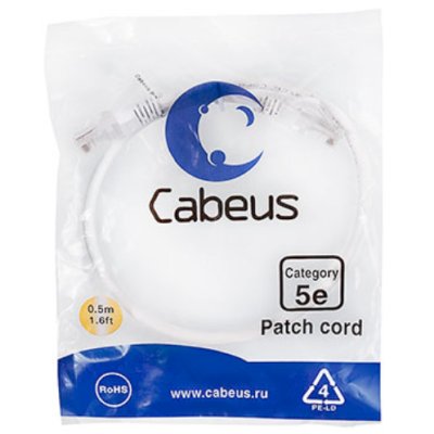 Cabeus PC-UTP-RJ45-Cat.5e-0.5m-WH-LSZH