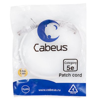 Cabeus PC-UTP-RJ45-CAT.5E-0.5M-WH