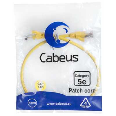 Cabeus PC-UTP-RJ45-Cat.5e-0.5m-YL-LSZH