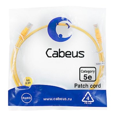 патч-корд Cabeus PC-UTP-RJ45-Cat.5e-1m-YL