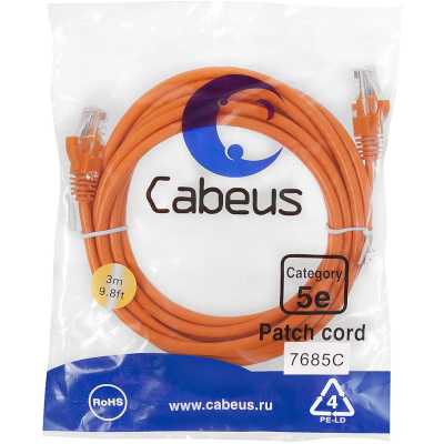 Cabeus PC-UTP-RJ45-Cat.5e-3m-OR-LSZH
