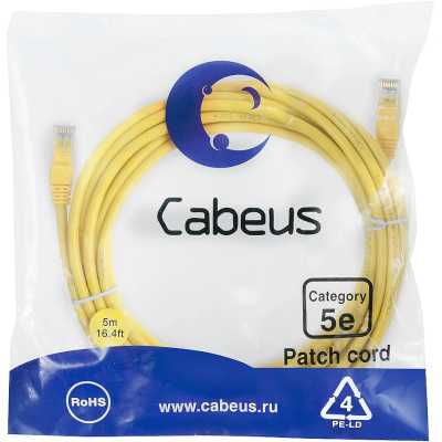 Cabeus PC-UTP-RJ45-Cat.5e-5m-YL-LSZH