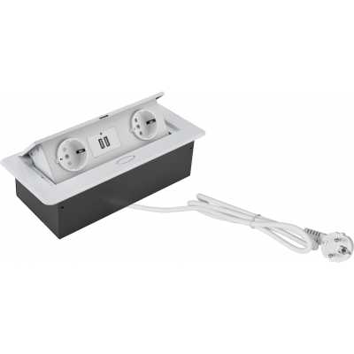 розетка для столешницы Cactus CS-SOCKET-EU/USBA-WH