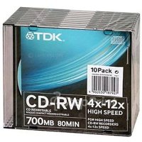 диск CD-RW TDK 75000002156/CD-RW700HSCA10