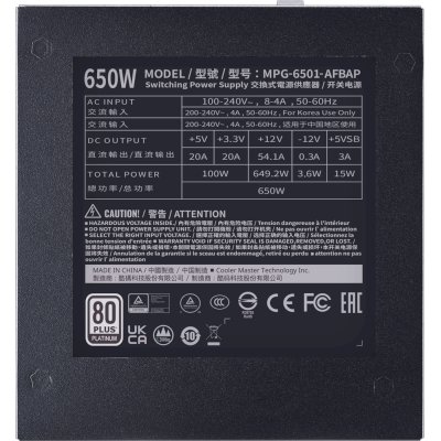 блок питания Cooler Master XG650 Platinum 650W MPG-6501-AFBAP-EU