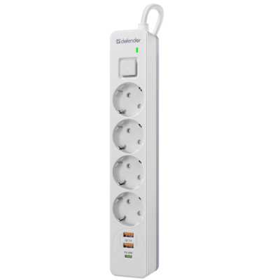 сетевой фильтр Defender DFS 145 White