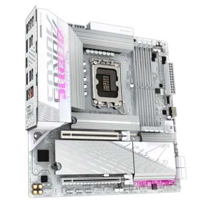 Материнская плата GigaByte B860M Aorus Elite WIFI6E ICE, LGA1851, Intel B860, 4xDDR5, 4xSATA, 3xM.2, 2xPCIe 5.0 x16, DisplayPort, HDMI, Thunderbolt, 1x2.5Gb LAN, 1x1Gb LAN, 7.1, microATX, фото3