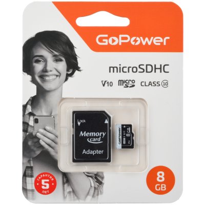 карта памяти GoPower 8GB 00-00025673