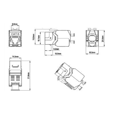 Hyperline KJ8-8P8C-C6-180-TLS-SH-F-WH