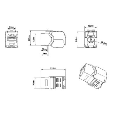 Hyperline KJ8-8P8C-C6A-180-TLS-WH