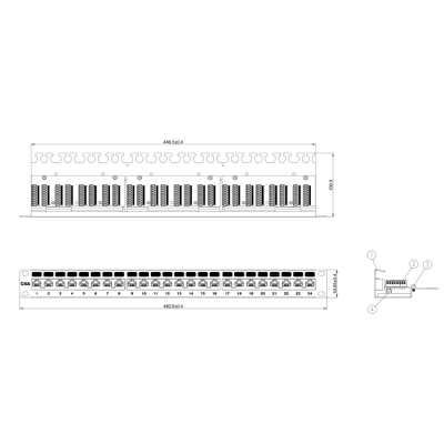 патч-панель Hyperline PP2-19-24-8P8C-C6A-110D