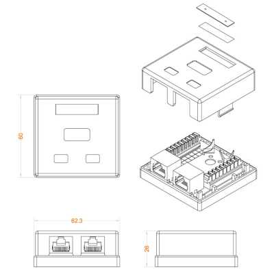 Hyperline SB1-2-8P8C-C6-SH-WH