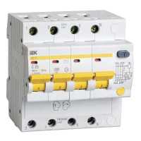 автомат дифференциальный IEK АД 14 4П 30 мА C 4.5 кА AC 25 А MAD10-4-025-C-030