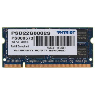 оперативная память Patriot SODIMM DDR2 2048Mb PC-6400 800MHz