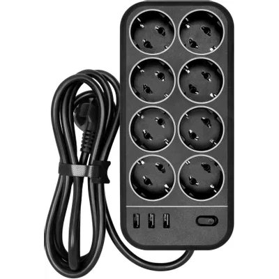 сетевой фильтр PowerCom SP-08 USB03AB 3m