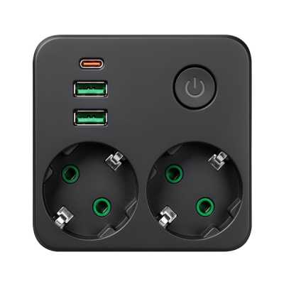 сетевой фильтр Qumo Power Block Light 4SPBARU P-0008 Black