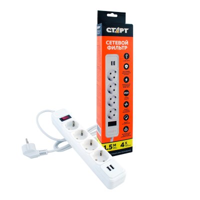 Старт С/УД-Ф SP 4x1 2USB ZVT White