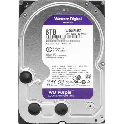 жесткий диск WD Purple 6Tb WD64PURZ